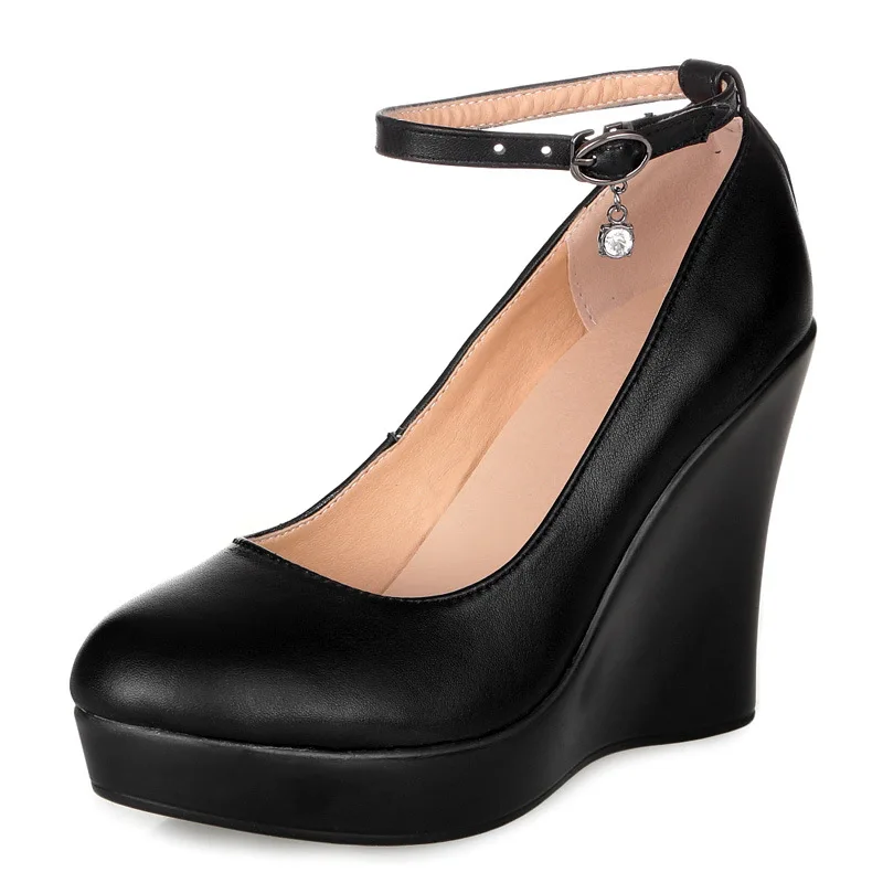 8 سنتيمتر 10 سنتيمتر أنيقة مريحة حقيقية أحذية من الجلد النساء مضخات منصة 2025 ربيع الخريف عالية الكعب أسافين الأحذية نموذج مكتب