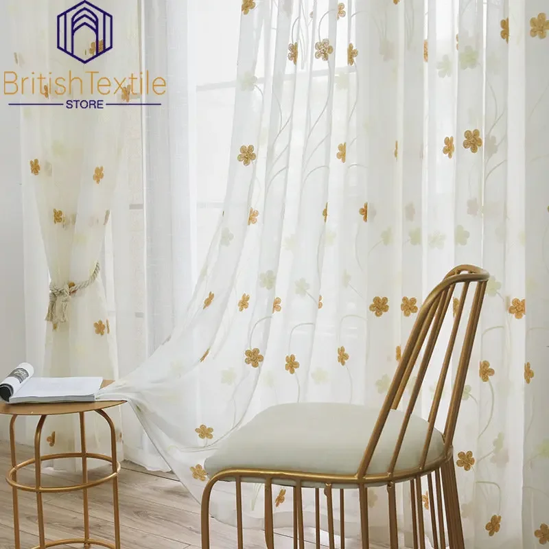 

Modern Curtains for Living Dining Room Bedroom Simple Versatile Embroidered Window Tulle Restaurant Small Fresh Screens