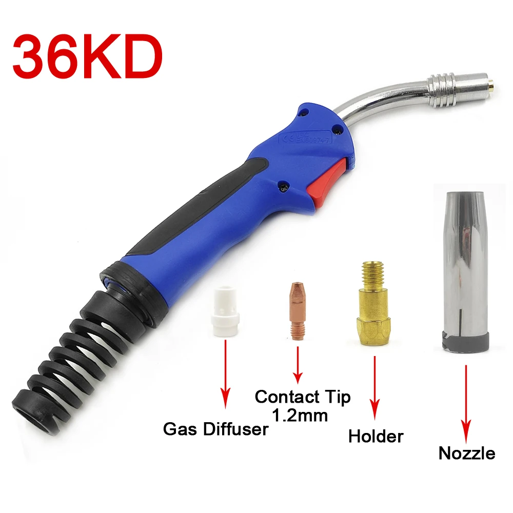 Professional 15AK 24KD 36KD MIG MAG MB Welding Torch Air Cooled Contact Tip Swan Neck Holder Gas Nozzle European Type