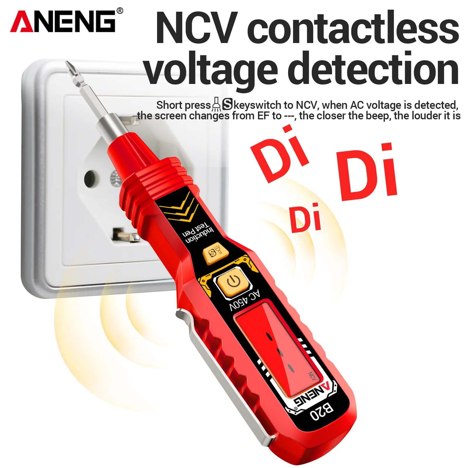 ANENG B20 High-Precision Induction Pen 30~1000V Sound and Light Alarm Color Screen Backlight Home Socket Circuit On/Off Test Pen