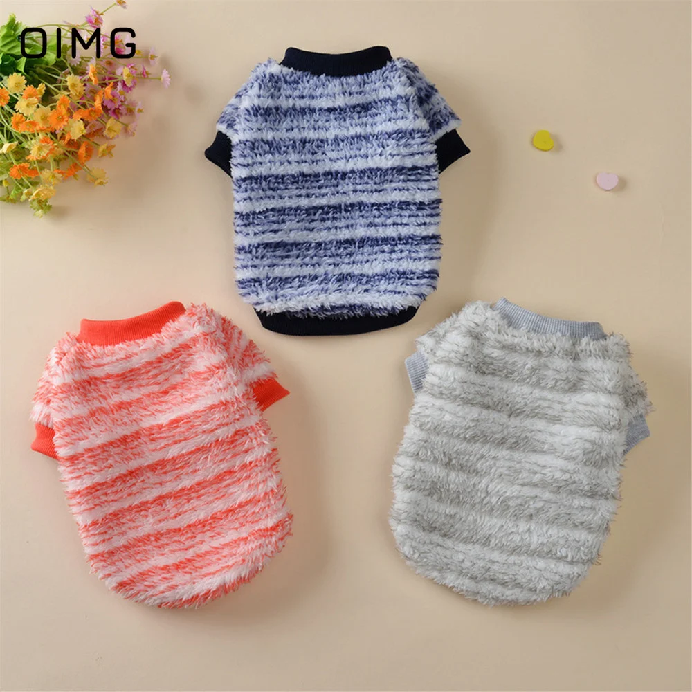 

OIMG Cute Small Dogs Hoodies Chihuahua Pomeranian Striped Pets Dogs Clothing Winter Warm Puppy Outfits Casual Pet Cat Sweatshirt