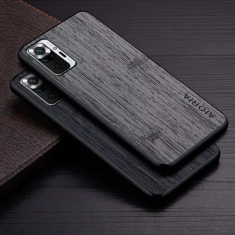 Custodia per Redmi Note 10 pro 10S funda modello legno di bambù Nuova cover in pelle per telefono Coque di lusso per Redmi Note 10 pro custodia capa