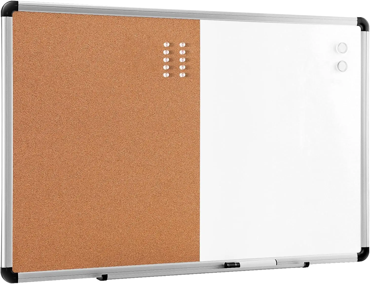 

Magnetic Dry Erase & Cork Board Combo, 36x24 Inch Wall Mounted for Home Office Classroom, with Marker Tray