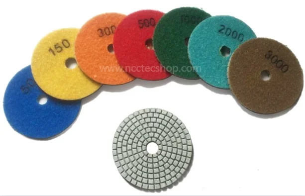 3.2'' Soft Wet Polishing Pad 80mm Concrete Marble Granite Quartz Tile Diamond Pads Grit 30#,50#,150#,300#,500#,1000#,2000#,3000#