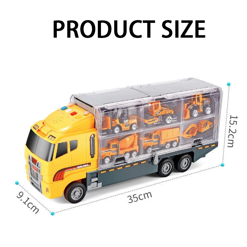 JOYIN Camion Porteur Police 25 En 1 – 12 Véhicules + 12 Figurines + Hélico – Jouet Camion Pompier Géant Pour Enfants