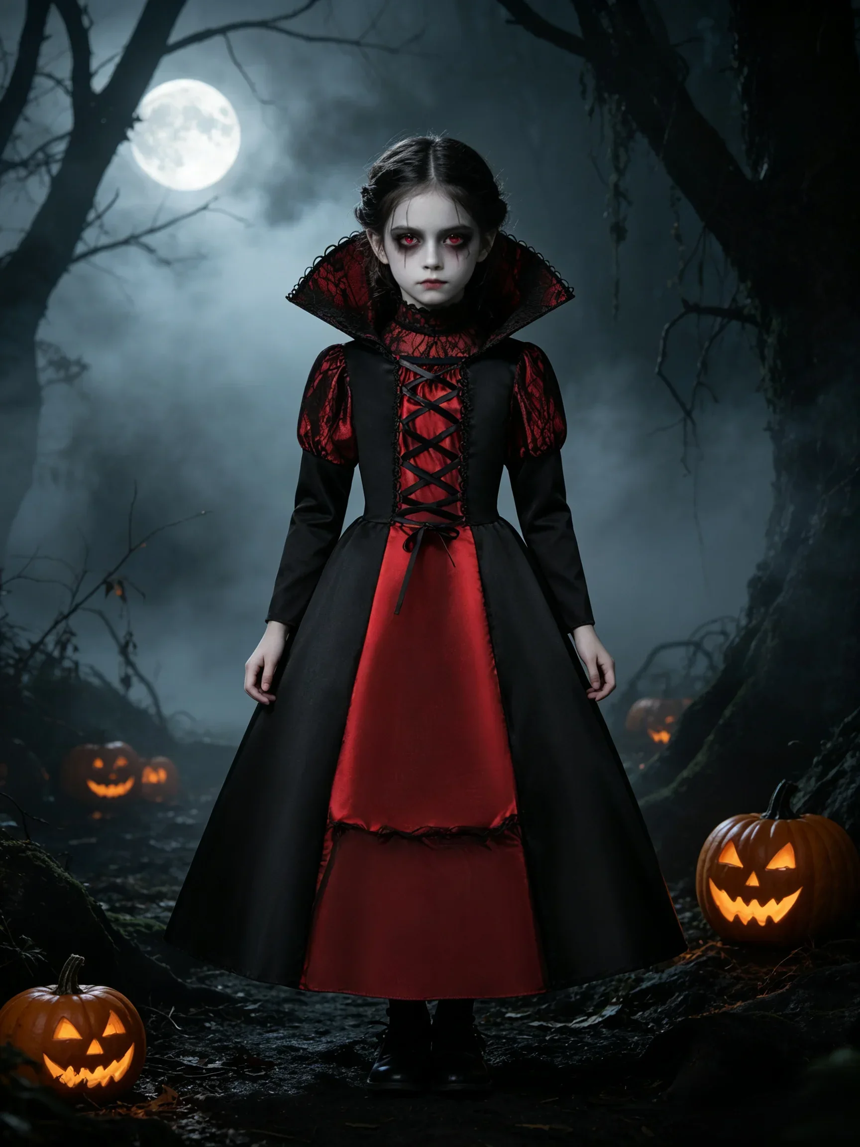 Kinder-Vampir-Geisterbraut-Kostüm für Mädchen Böses Terror-Vampir-Kostüm Halloween-Karneval-Themenparty-Kleidung – Detail 8