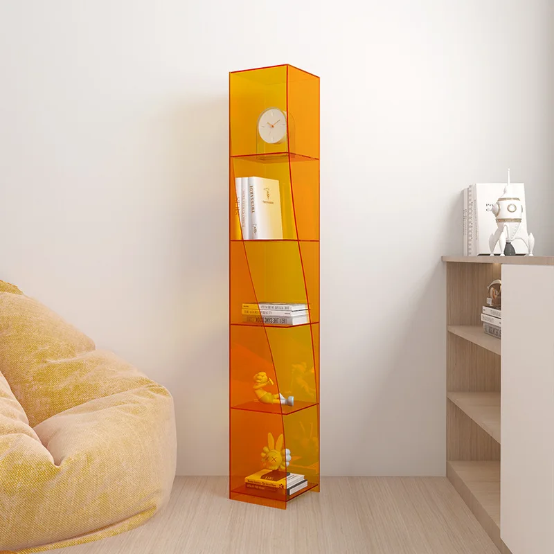 Light luxury Nordic style S-shaped shelf acrylic living room storage display shelf simple design multi-layer floor bookshelf