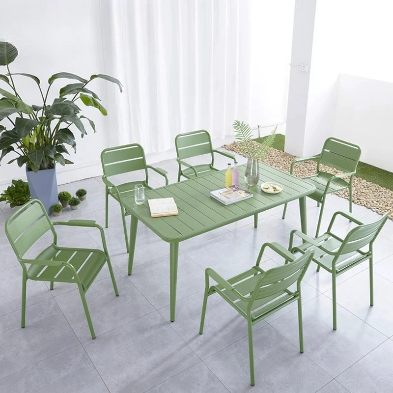 

Nordic outdoor tables and chairs dining chairs hotel terrace courtyard villa garden waterproof sunscreen aluminum alloy set