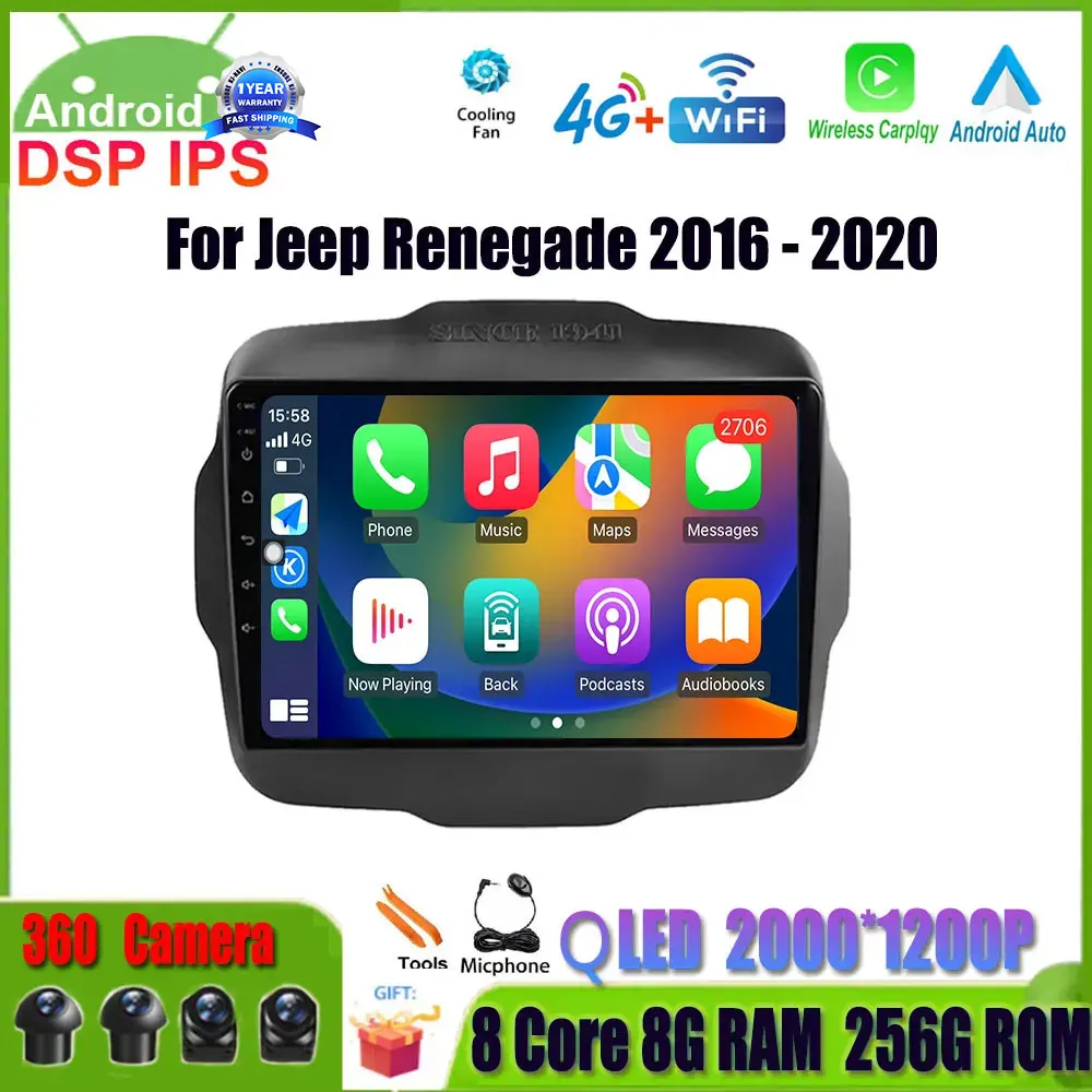 

Android 14 DSP DVR 9inch BT WIFI 4G Car Radio Multimedia Video GPS Navigation Carplay For Jeep Renegade 2016 2017 2018 2019 2020