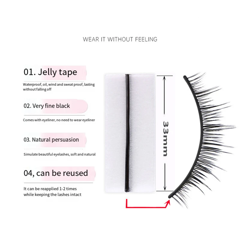 40Pcs/Box Reusable Lash Glue Self-Sticker Glue-Free Eyelash Glue Strip False Eyelashes Extension Makeup Tool Extension Supplies