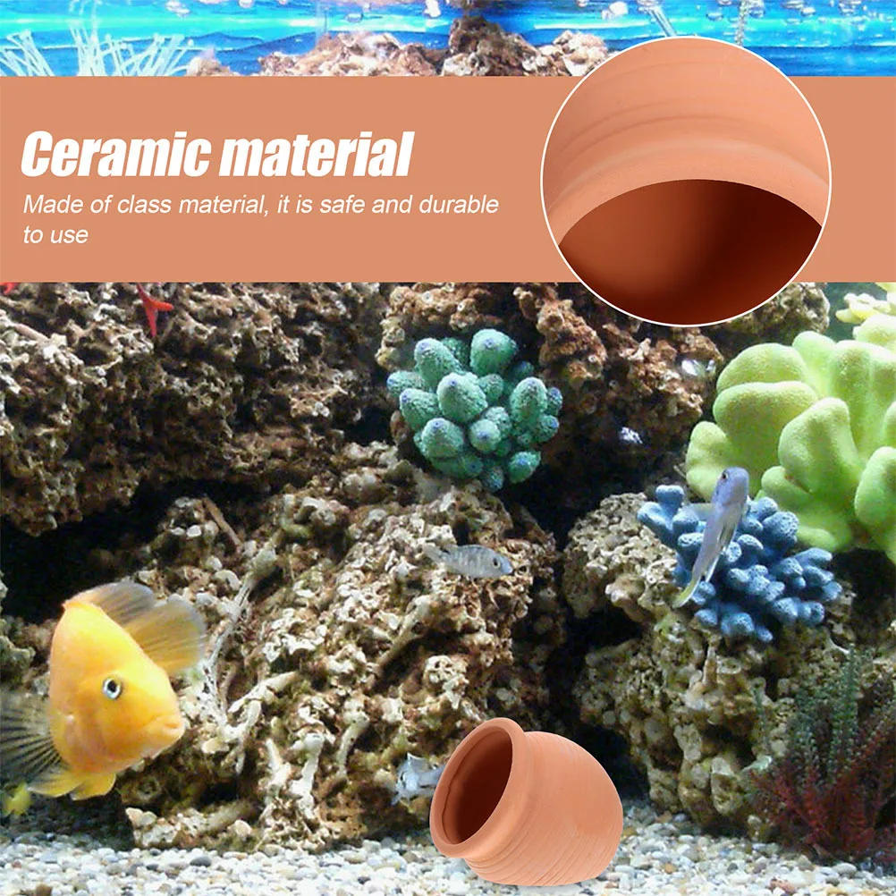 

Fish Tank Aquarium Clay Pot Cave Decoration Decorations for Betta Caves Accessory