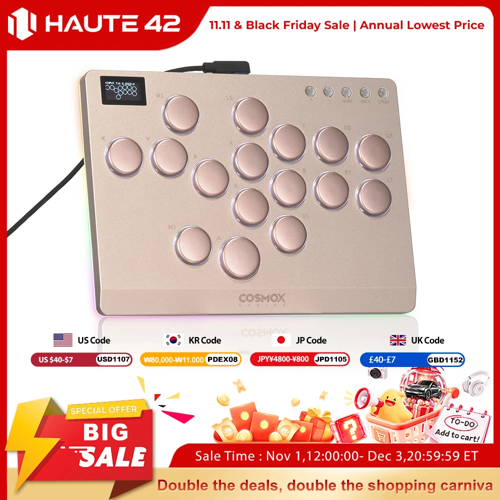 Arcade Fight Stick Hitbox Leverless - Controller Arcade Haute42 in Lega di