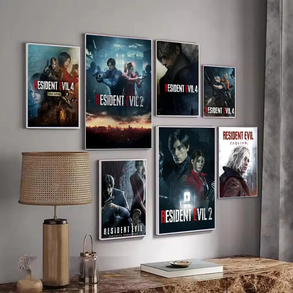 Zombie Horror Game R-Resident E-Evil Poster Wall Art Print Sticker for Bedroom Living Room Dorm Office Modern Home Decor