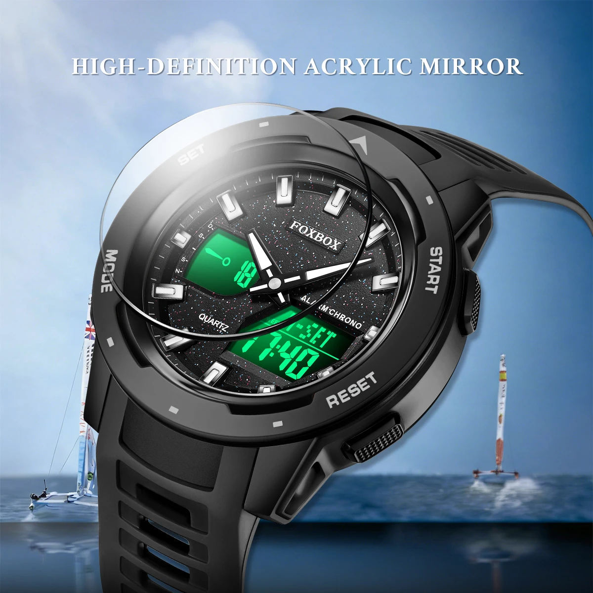 FOXBOX Outdoor Digital Electronic Man Watch Silicone Military Sport Waterproof LED Luminous Quartz Watches Male Reloj Hombre New