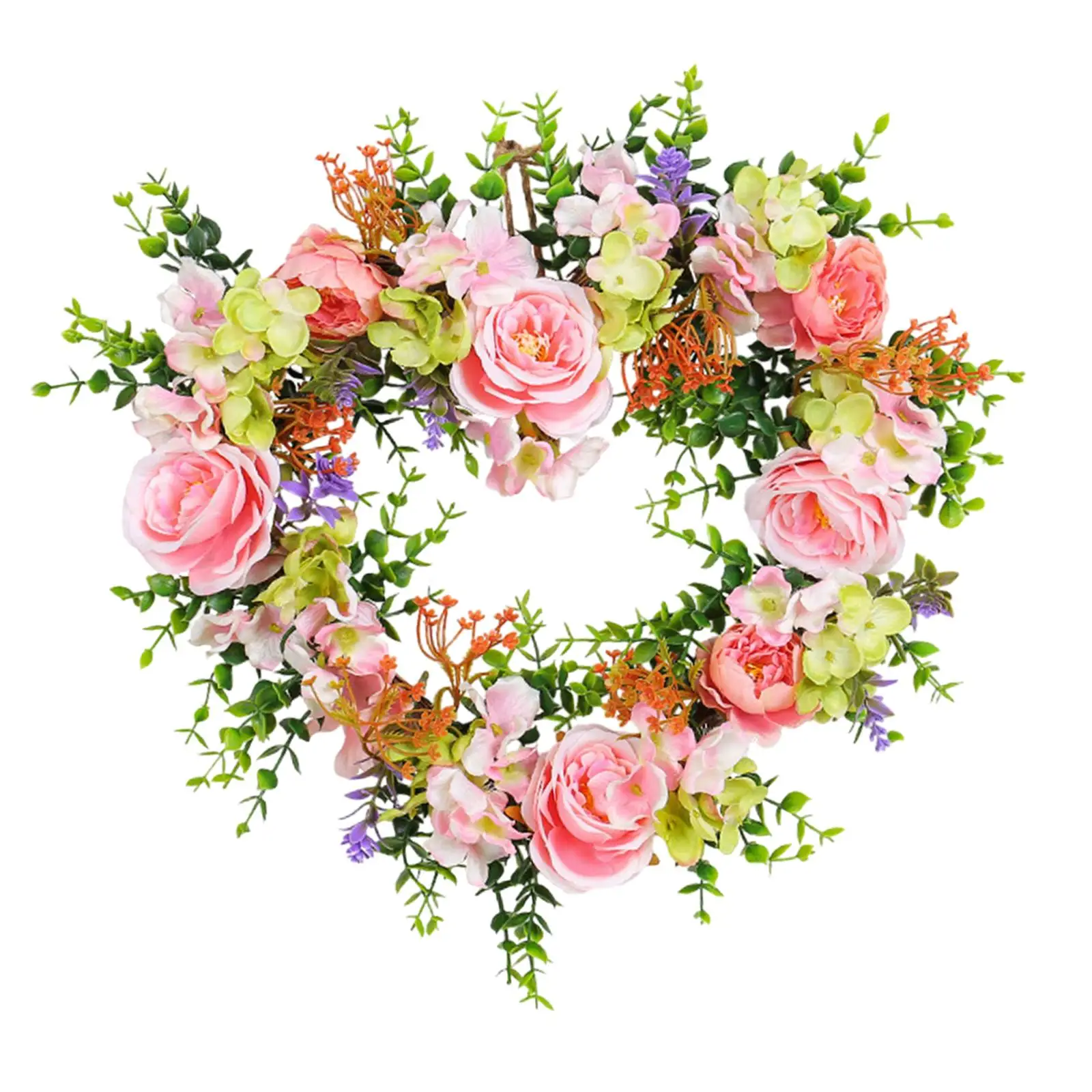 2024 Valentine Decoration Flower Rose Wreath Sturdy Realistic Versatile Lightweight Floral Wreath for Window Front Porch