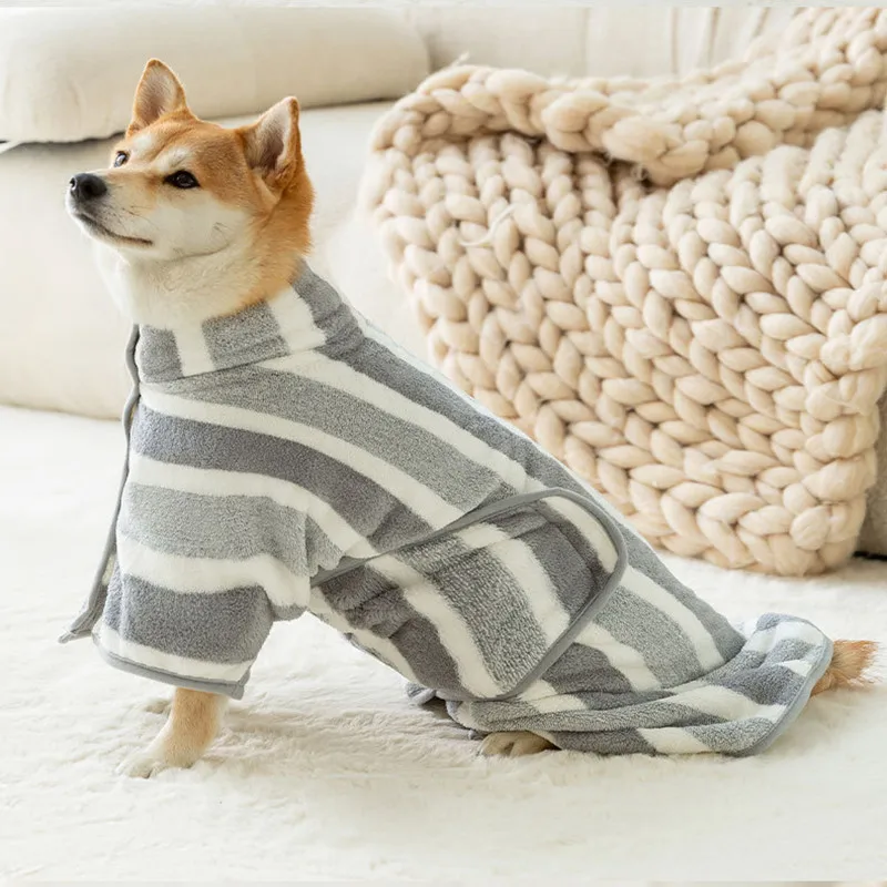 Dog Bathrobe Super Fast Dry Towel Adjustable Bath Robe Pet Bathrobe Drying Coat Absorbent Towel For Large Medium Small Dog Cats