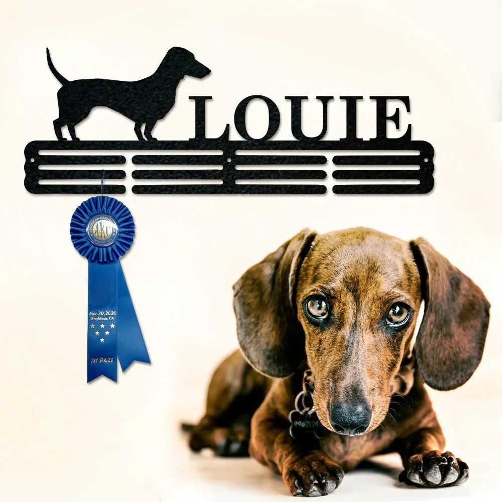Pet Award Medal Hanger Monogram - 12 Rungs for medals & Ribbons, metal sign, art, wall decor