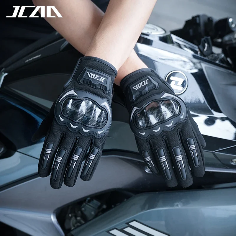 夏用通気性カーボンファイバーバイクグローブ、落下防止、タッチスクリーン対応、滑り止め、ライディング、モトクロスグローブ、男女兼用