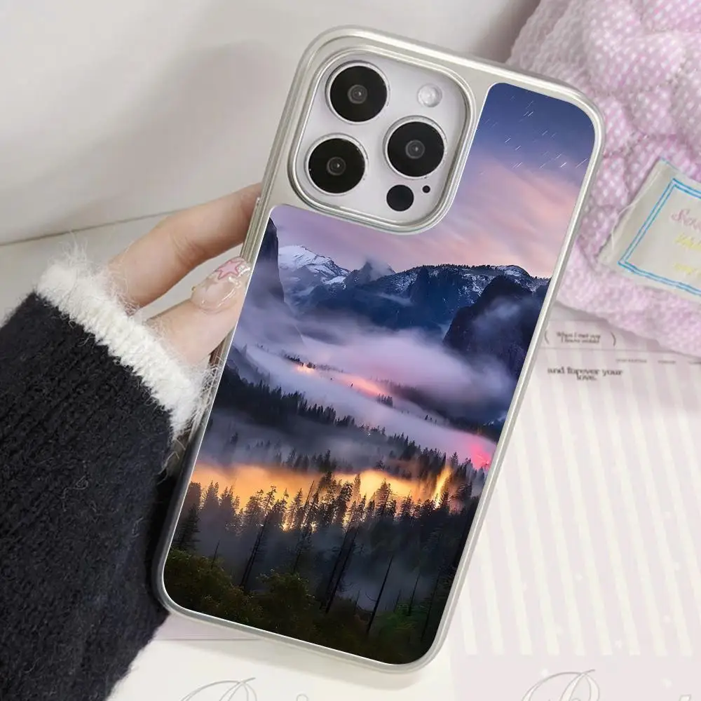 

Чехол для телефона Mountain Forest для iPhone 17 16 15 14 13 12 11 Air Pro Max Plus, с серебряным покрытием, цветной, роскошный, красивый