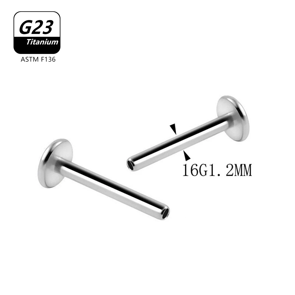 10PCS G23 Titanium Piercing 16G Internally Threaded Labret Stud Earrings Rod Base Ear Lips Nose Body Jewelry Wholesale