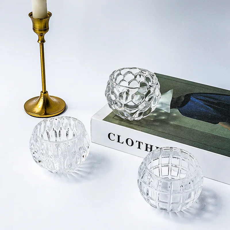 Nordic spherical pumpkin lamp thickened glass candle holder bar candlelight dinner home decorative ornaments craft gifts