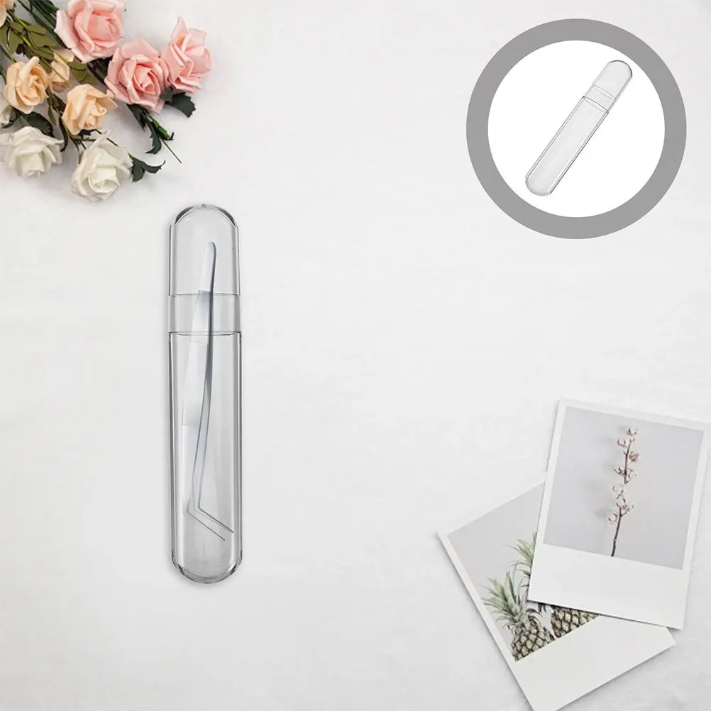 2 Stuks Wimper Pincet Case Transparante Ovale Plastic Organizer voor Lash Extensions Opslag Container Draagbare Beauty Tool Houder