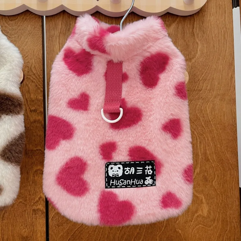 Fashion Heart Dog Coat Jacket Pet Dog Clothes Dog Warm Dog Sweet Dogs Clothing Velvet Thermal Warm Autumn Winter Dog Clothing