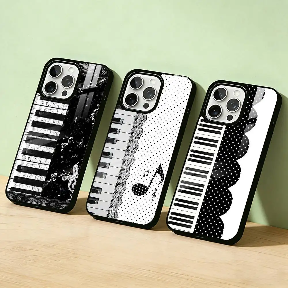 

AAA Art Piano Key Notes Creative Exquisite Cute Phone Case For iPhone 17,16,15,14,13,12,11,Pro Max,Plus Candy Silver Cover