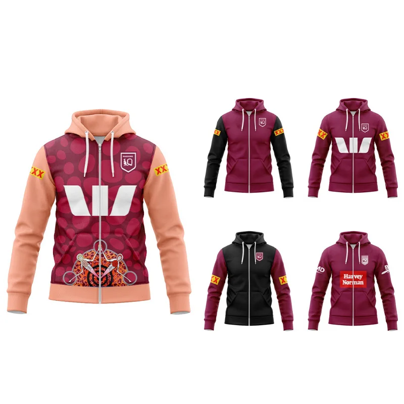 

2024 Queensland MAROONS Rugby Team Interstate Rugby Personalized Loose Clothing Commemorative Hoodies Multiple High Quality jers