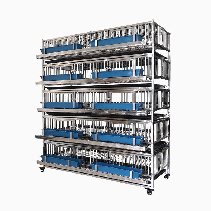 201 Stainless Steel Quail Cage Multi Tiers Automatic Egg Collection Poultry Breeding Cage Commercial Farm Bird Cage With Wheels