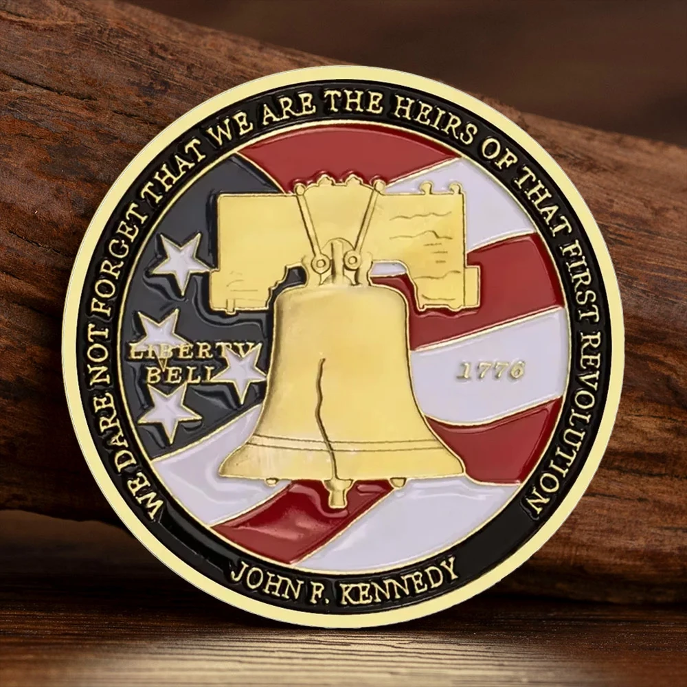 United We Stand Liberty Bell Pattern Collectible Coin Don't Tread on Me Snake Gold Plated Souvenir Coin