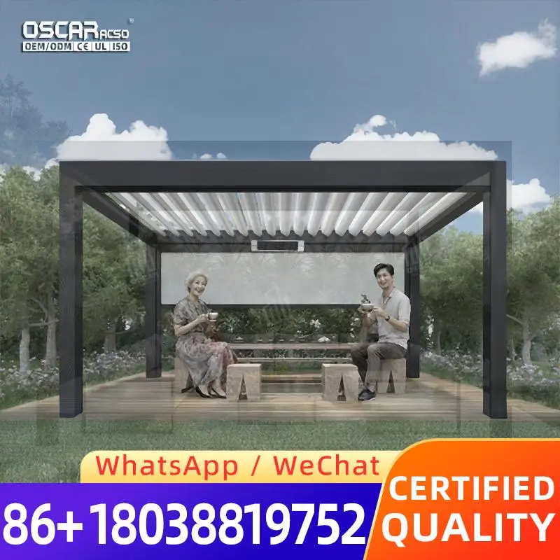Sturdy Aluminum Pergola Retractable Canopy Adjustable Louver Innovative Weatherproof Stylish Garden Shelter Patio Gazebo Backyar