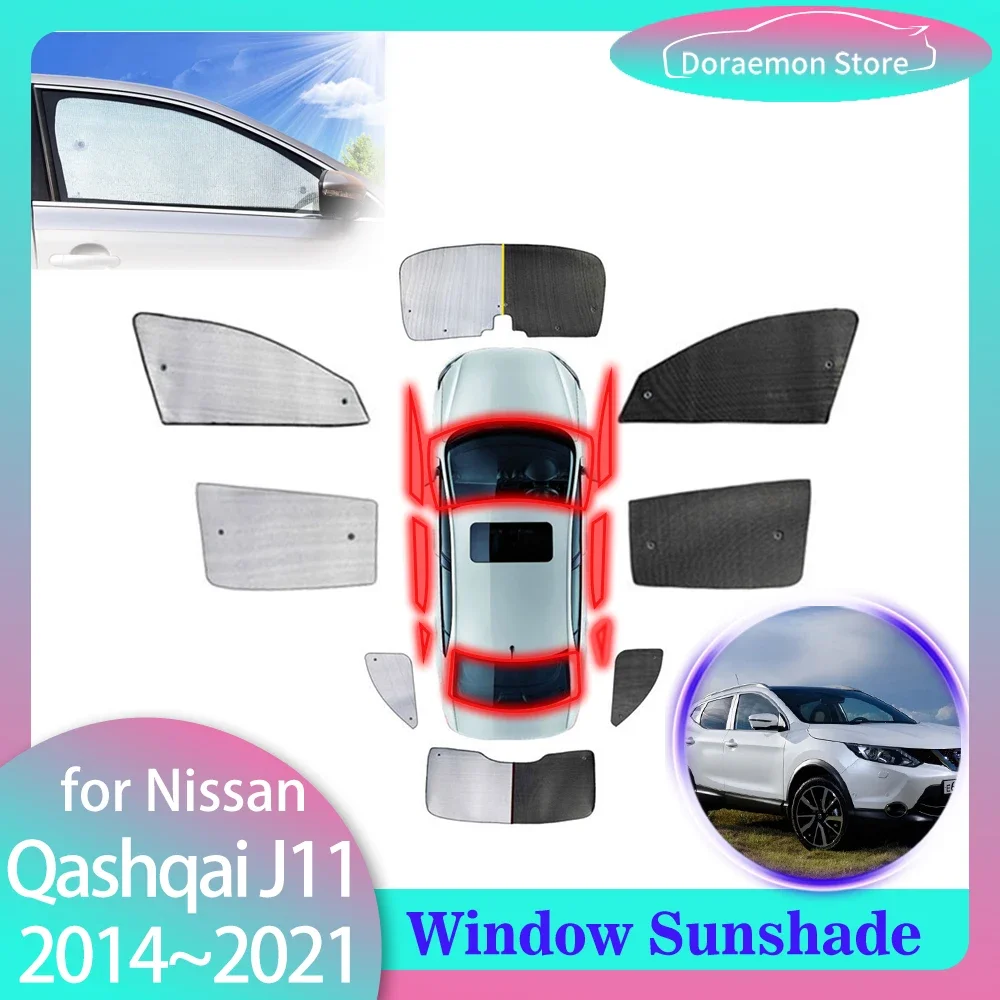 

Full Covers Sunshades for Nissan Qashqai J11 Rogue Sport SV 2014~2021 Car Windows Visor Mat Rear Windshields Curtain Accessories