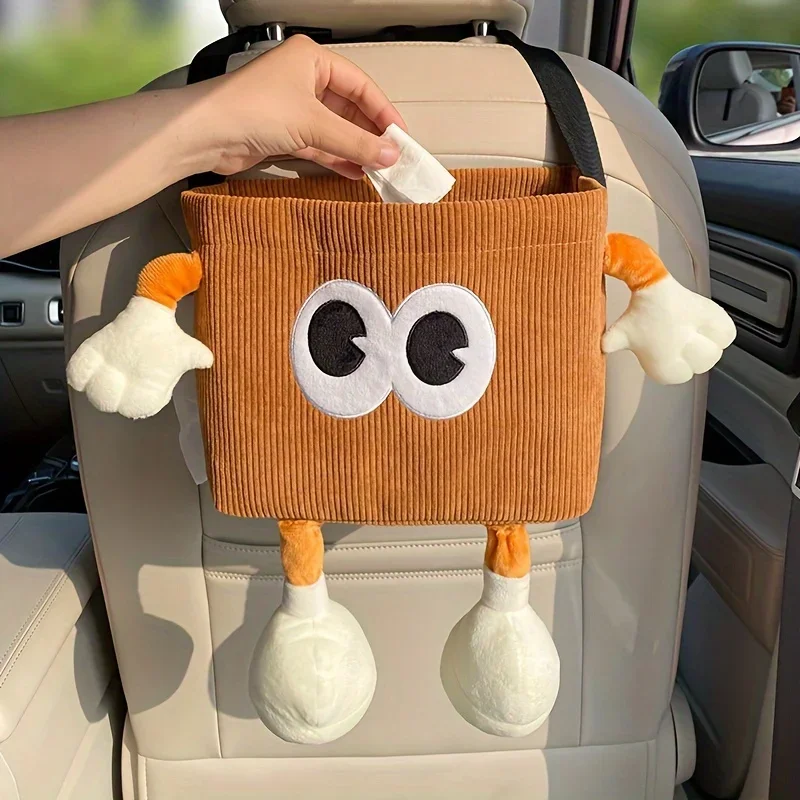 

2-in-1 Car Trash Can & Tissue Holder - Polyester, Umbrella Storage Bucket for Vehicle Interior Accessories