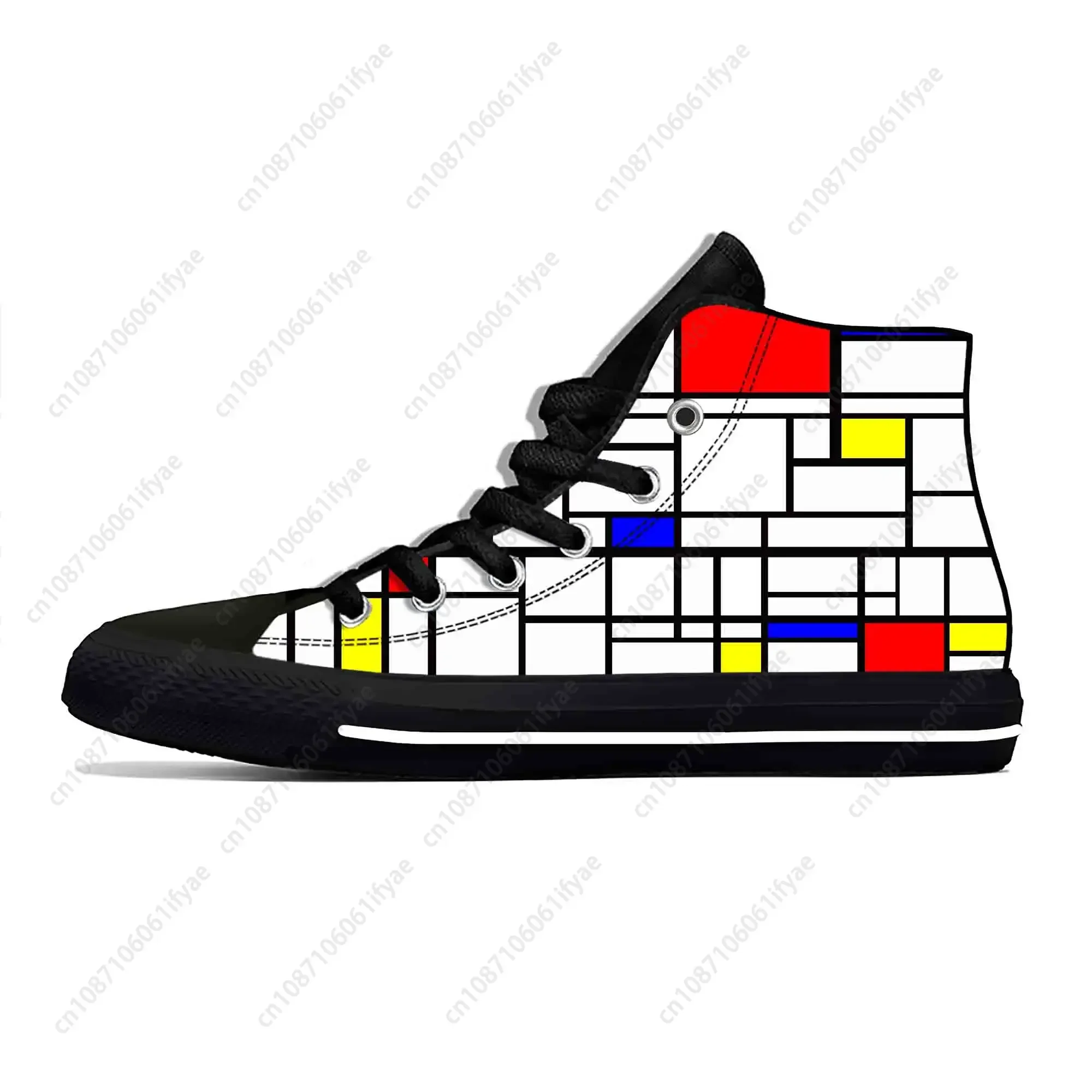 

Piet Mondrian Abstract Geometric Pattern Painting Casual Cloth Shoes High Top Comfortable Breathable Custom Men Women Sneakers