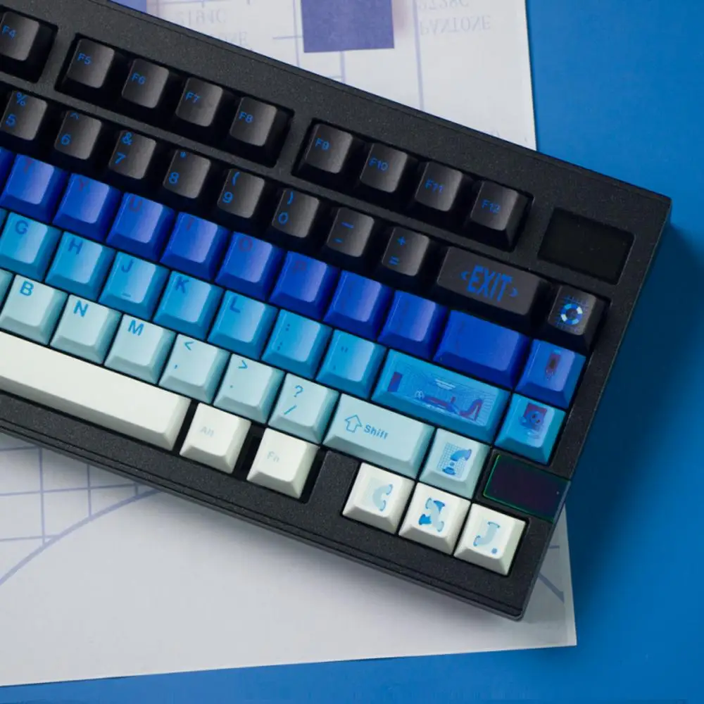 141 Keys Blue gradient keycap PBT Dye-Sublimation Cherry Profile Key Caps Mechanical Keyboard For Lucky65 HI75 HI8 F75