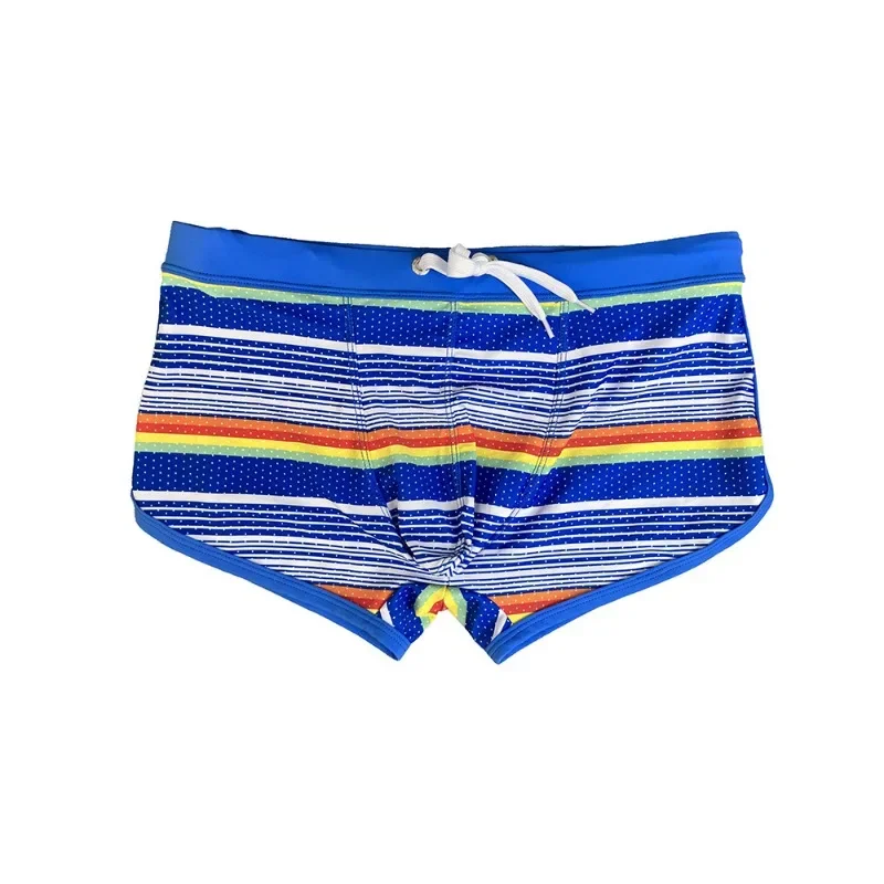 2026 Summer Men's Swimming Trunks Striped Breathable Tight Professional Sports Swimsuit Beach Shorts Sexy Boxer Bath Swim Briefs 6
