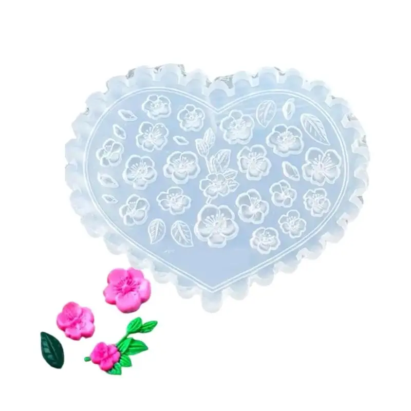 652F Reusable Heart Silicone Mold For 3D Floral Art Charm And DIY Crafts
