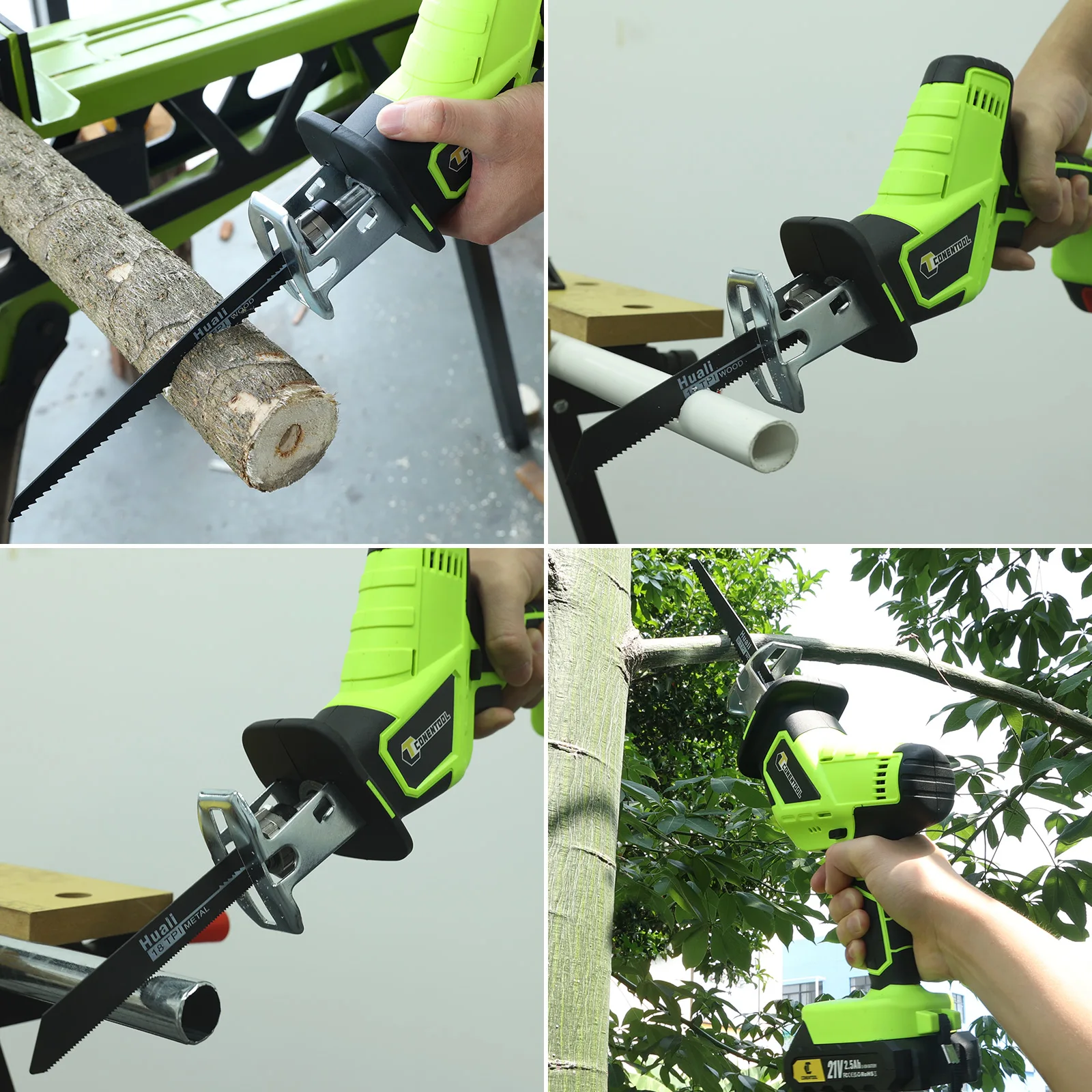 CONENTOOL 21V Cordless Reciprocating Saw, Variable Speed Electric Saw for Metal & Wood with Batteries & 6 Saw Blades