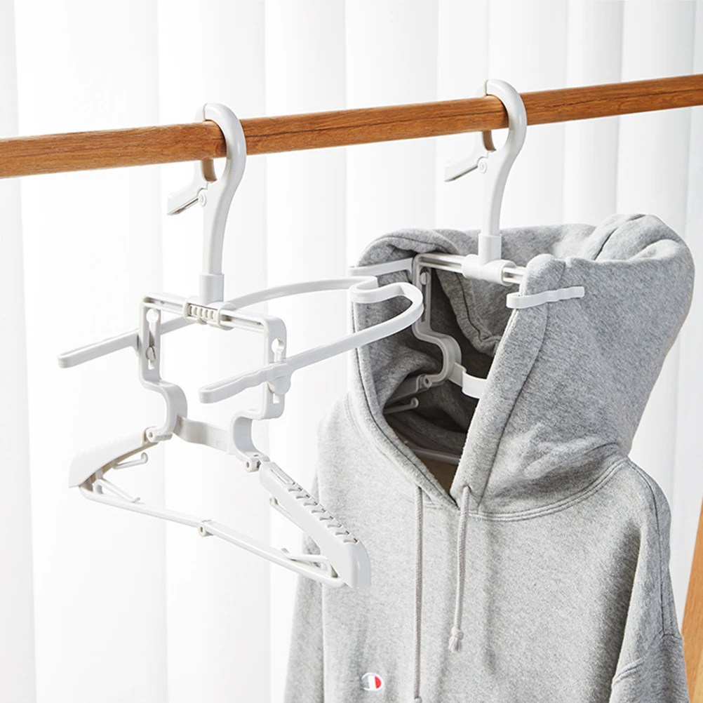 

Premium Foldable Hoodie Hanger Stretchable Heavy Duty Clothes Hanger Anti-Slip Household Plastic Hangers Adjustable