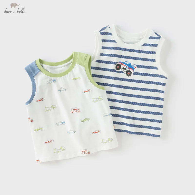 Dave Bella Children's Summer Vest Casual Sleeveless Tank Tops for Boys Cute Printed Cute Brother Clothes Casual Kids DB2251525