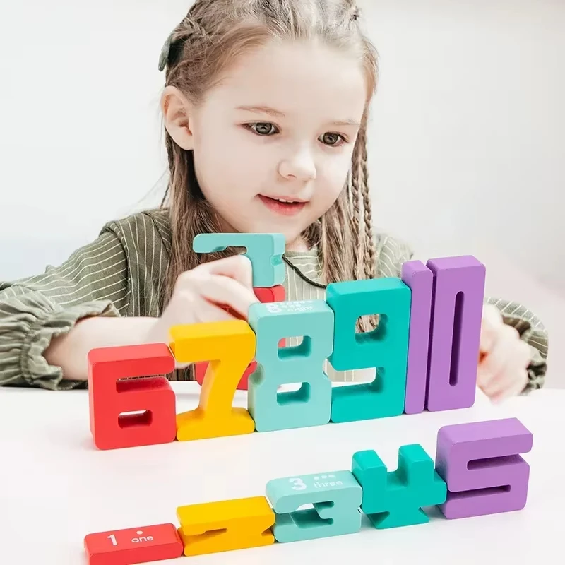 Blocs de construction numériques jouets éducatifs pour enfants 1-3 ans bébé éducation précoce grandes particules couleur bloc de construction jouets