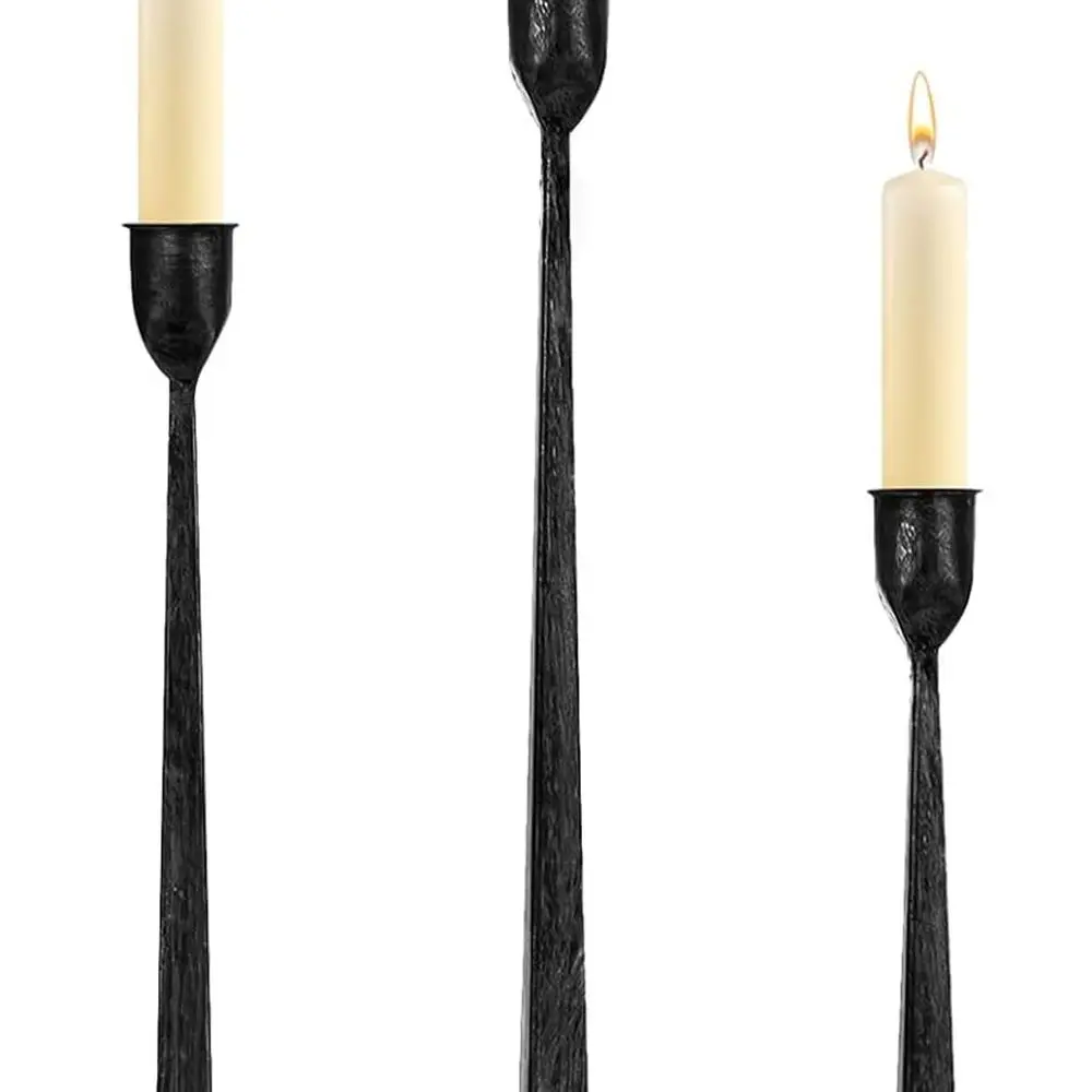 

Set of 3 Iron Candle Holders - Elegant Tall Stands for Weddings, Dining, and Parties