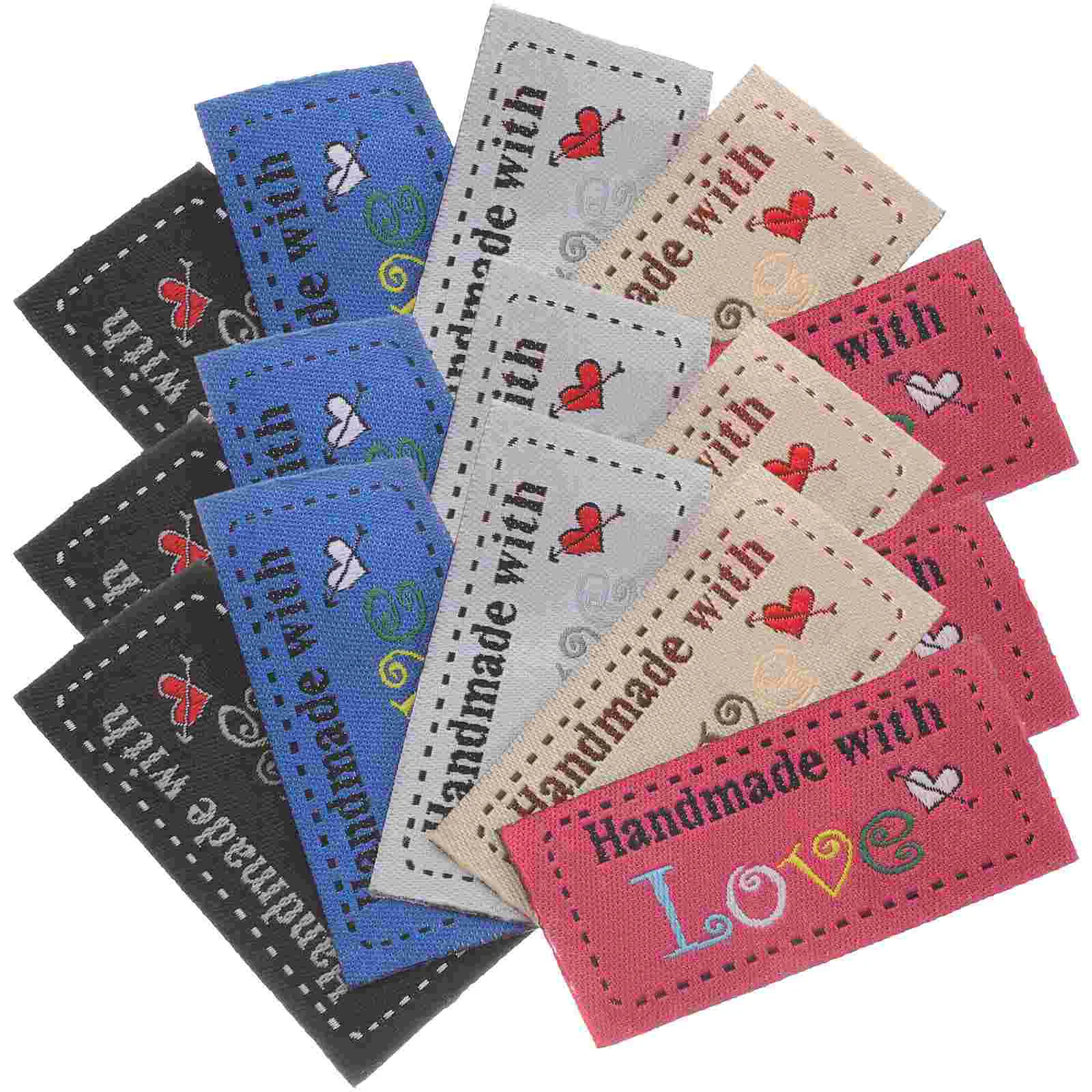 100 Pcs Love Woven Label Sticker Labels Crochet Tags for Handmade Items Knitting Accessories Sewing Cotton Child