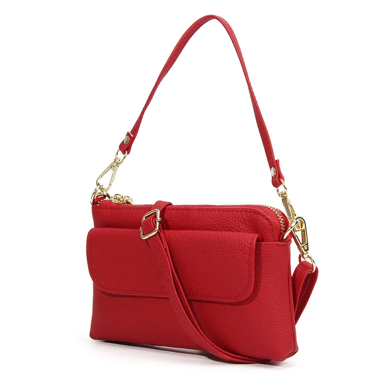 Brand Women Small Crossbody Bags Cellphone Pouch Wallet Genuine Leather Wristlet Clutch Handbags Purses with 2 Removeable Straps