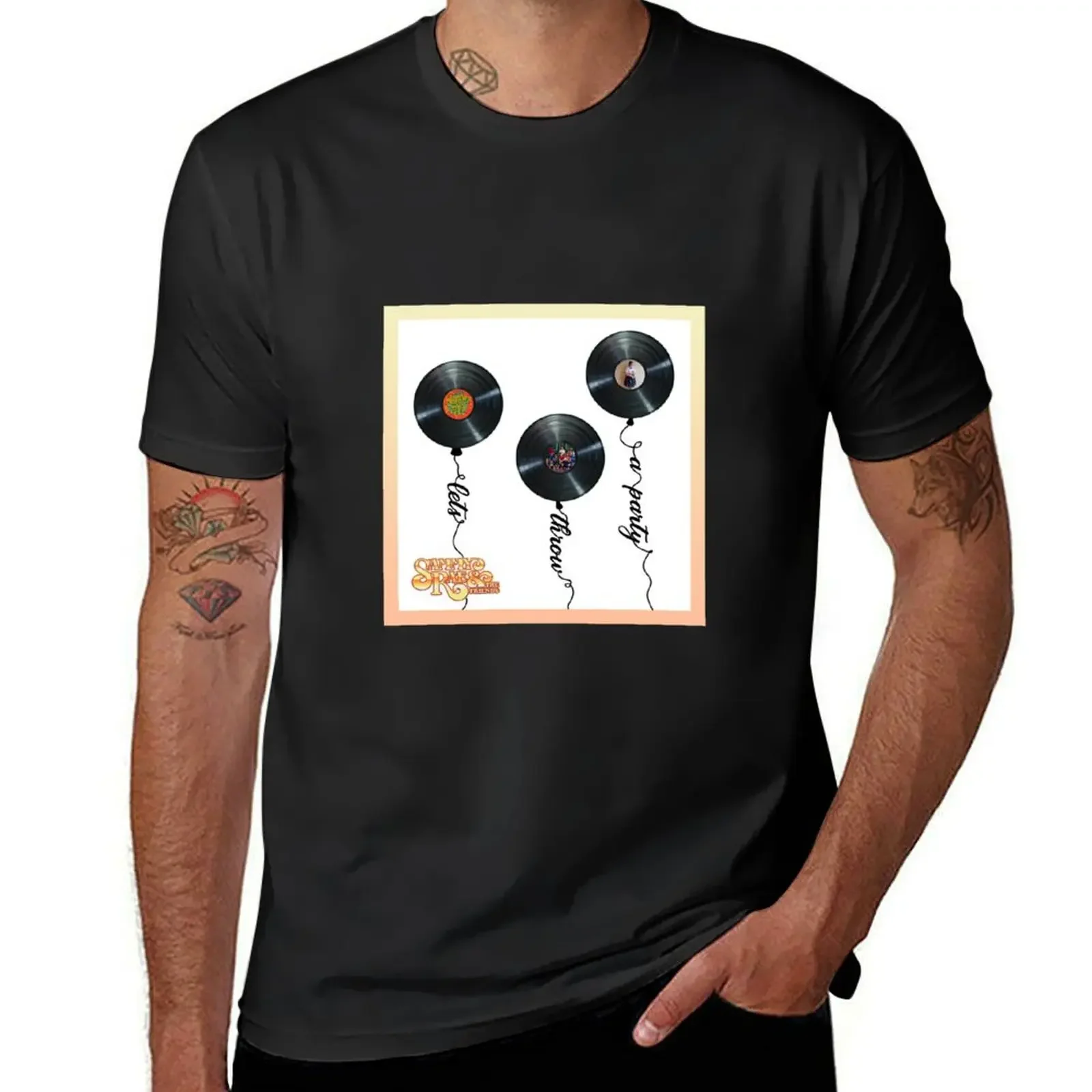 

Sammy Rae & The Friends Lets Throw a Party Record Balloons T-Shirt Blouse boys whites blue lock men workout shirt