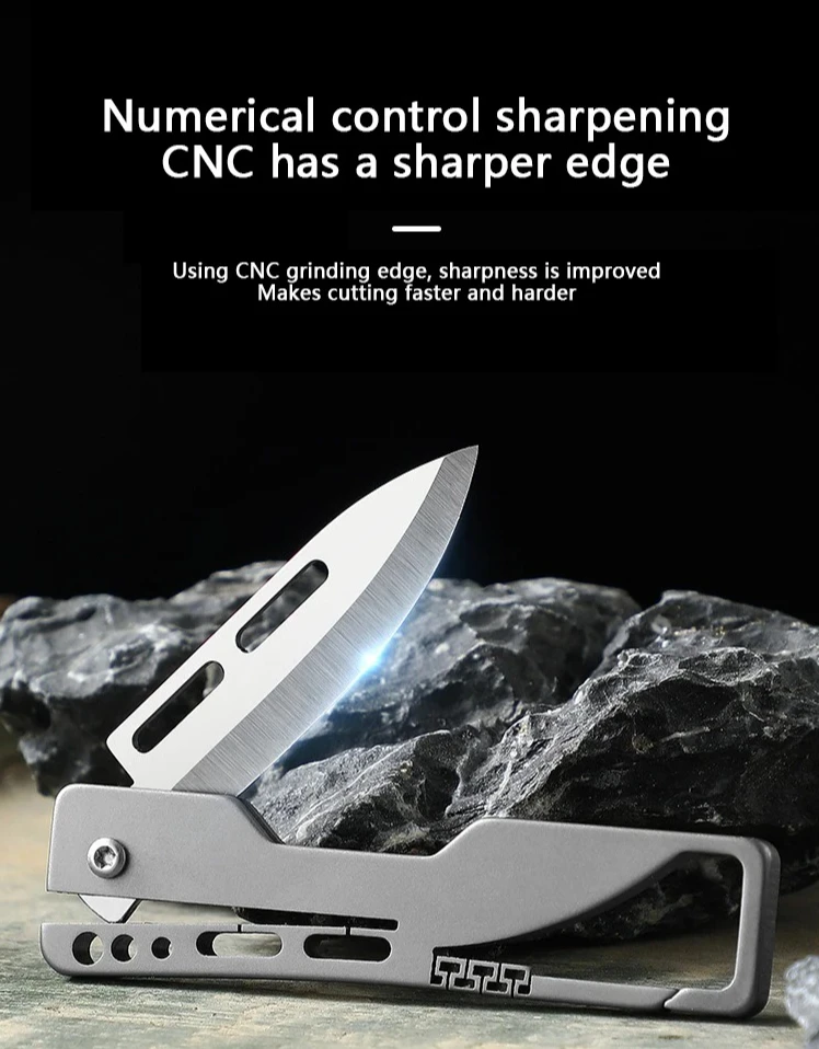 

Multi Functional Titanium Alloy Keychain Mini Knife High Hardness Folding Outdoor Camping EDC Tool Opening Box