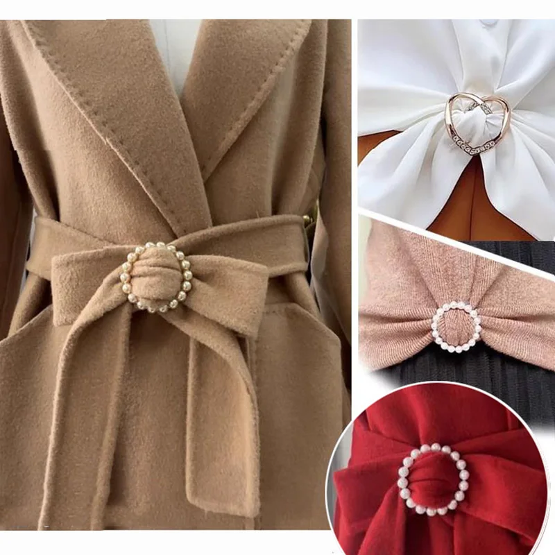 Women Geometric Brooch Clothes Corner Knot Button Ring Shirt Hem T-shirt Scarf Buckle Clothes Decoration Accessories