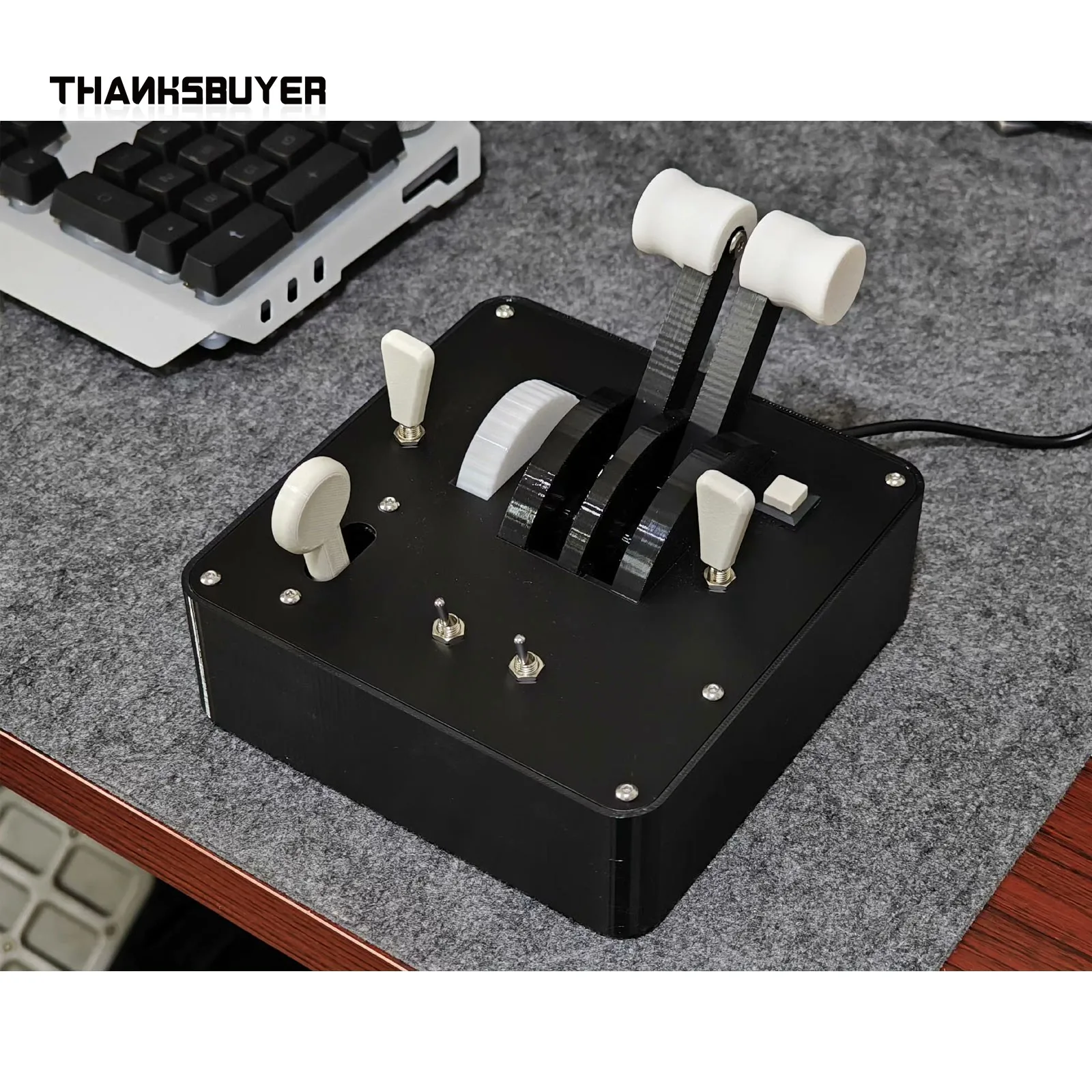 Thanksbuyer USB Plug and Play Throttle Box with Two Throttle Push Rods for Flight Racing Game Simulators