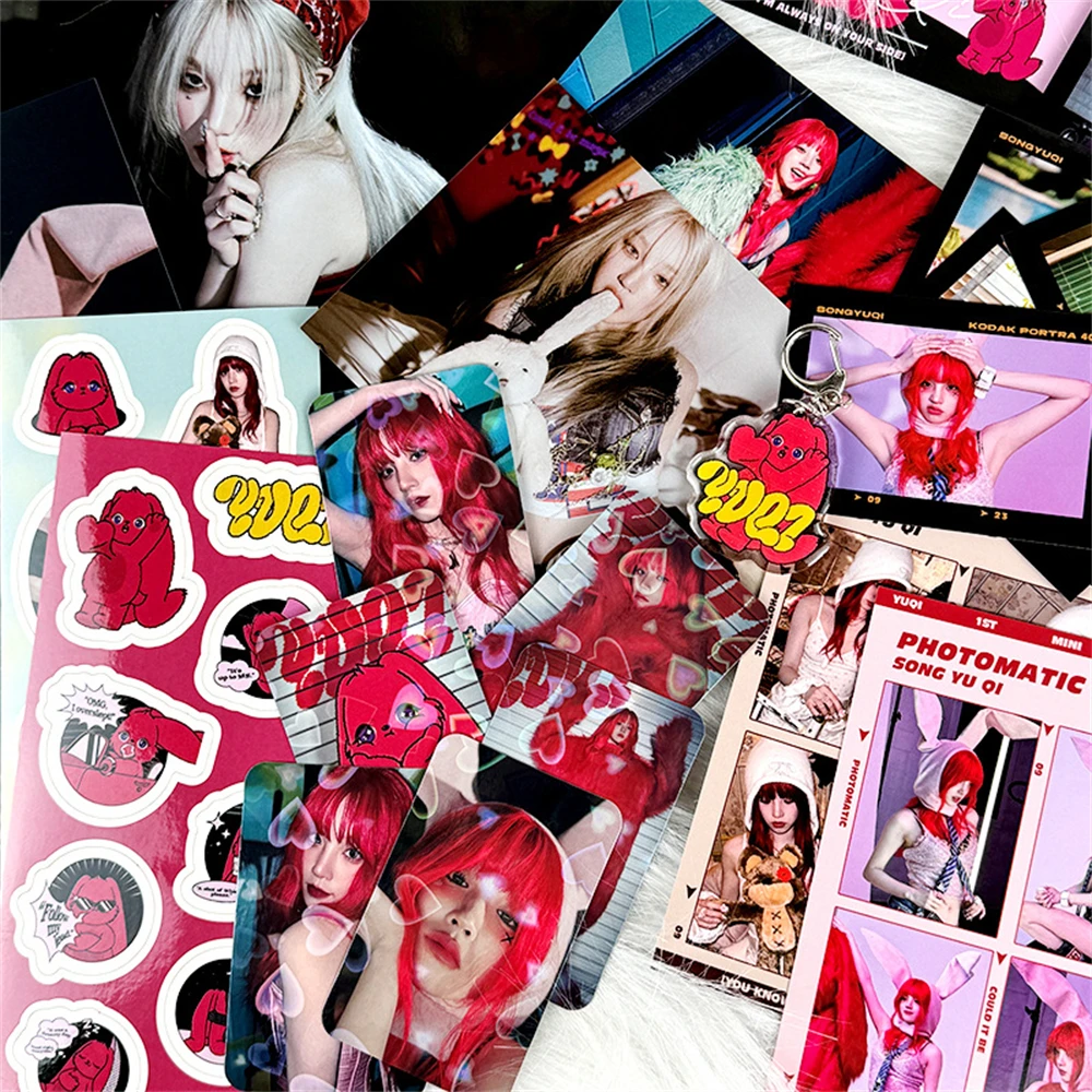 KPOP (G)I-DLE YUQI Album YUQ1 Set 21Pcs Postcard Lase Photocard Lomo Cards Poster Sticker Keychain Gift Set Fans Collection Gift